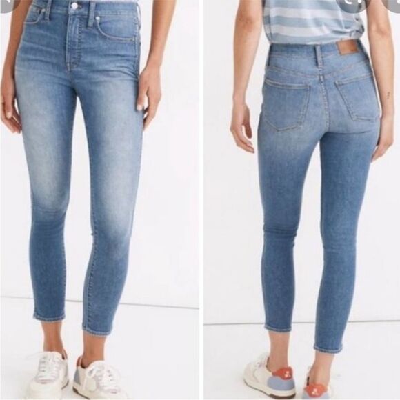 MADEWELL | 10” High Rise Skinny Crop Denim Jeans Medium Blue Women’s Size 27 (4) - Picture 1 of 15